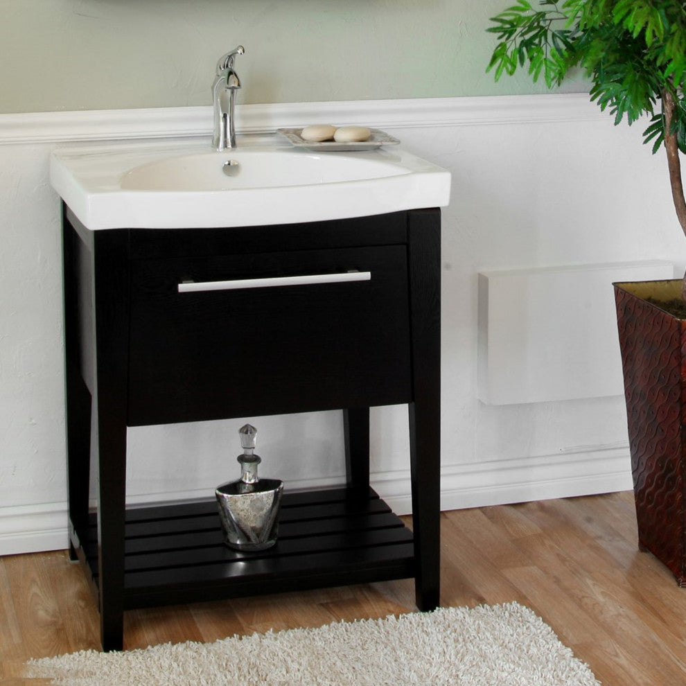 27.5" Single Sink Vanity, Wood, Black