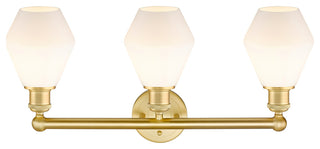 Cindyrella 3-Light 24" Bath Vanity Light, Satin Gold -Cased Matte White Shade