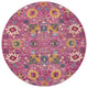 8' Pink Round Floral Power Loom Area Rug