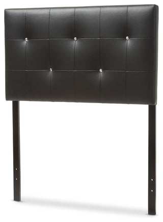 Kirchem Modern Black Faux Leather Upholstered Twin Size Headboard