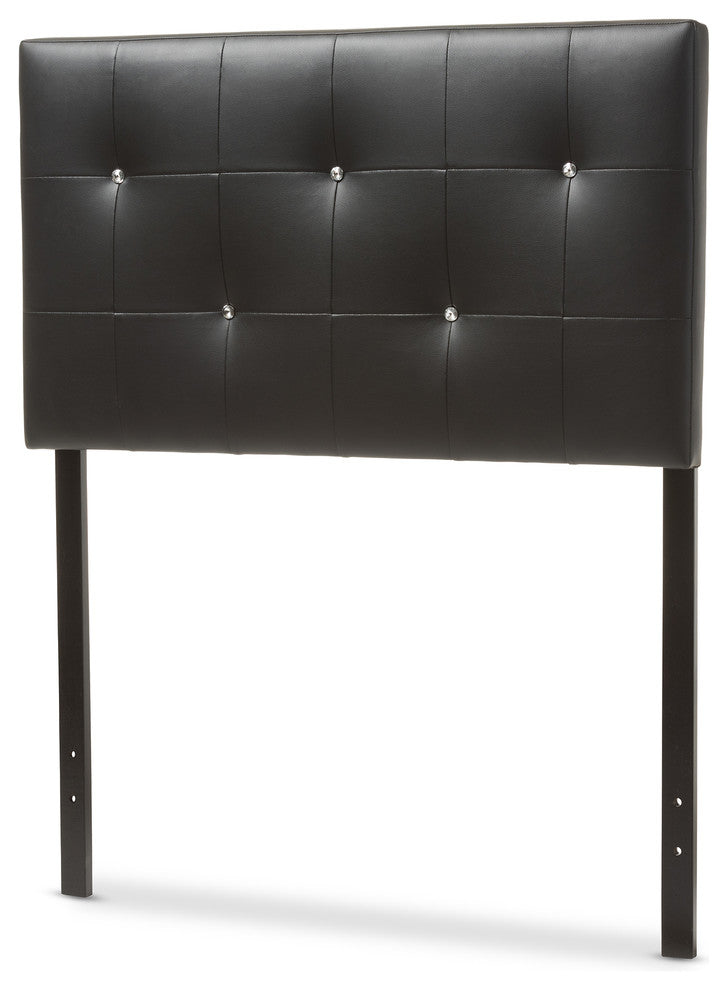 Kirchem Modern Black Faux Leather Upholstered Twin Size Headboard