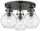Newton Sphere 3 Light 7" Flush Mount, Matte Black, Clear Glass