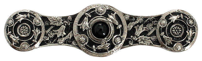 Jeweled Lily Pull Antique Brass, Blue Sodalite Natural Stone, Brite Nickel, Onyx