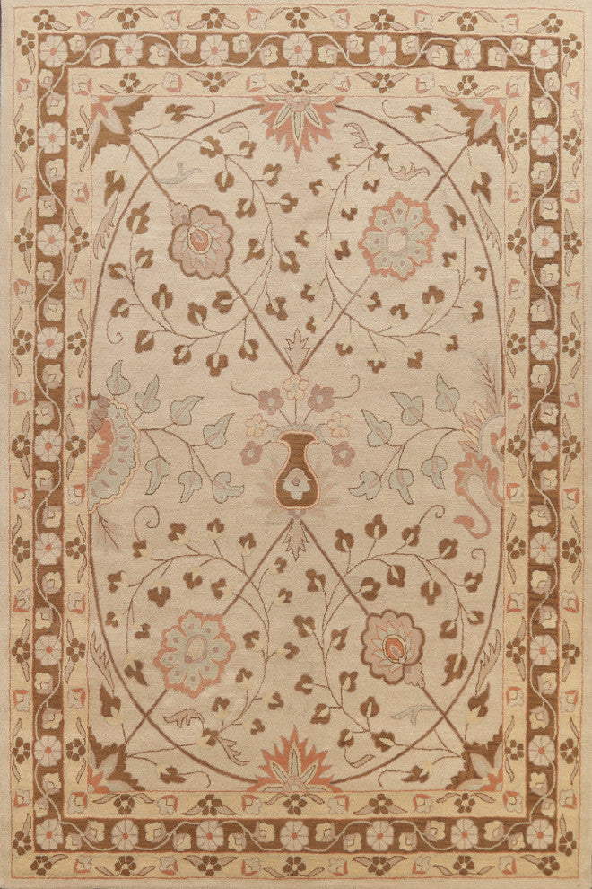 Traditional Floral Area Rug Wool Hand-tufted Oriental Carpet 9x12