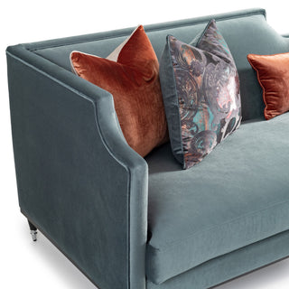 La Francaise Velvet Mansion Sofa Azure/Black