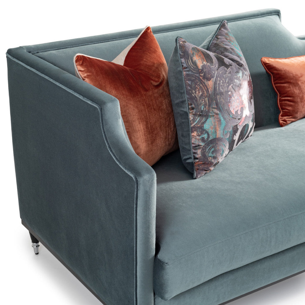 La Francaise Velvet Mansion Sofa Azure/Black