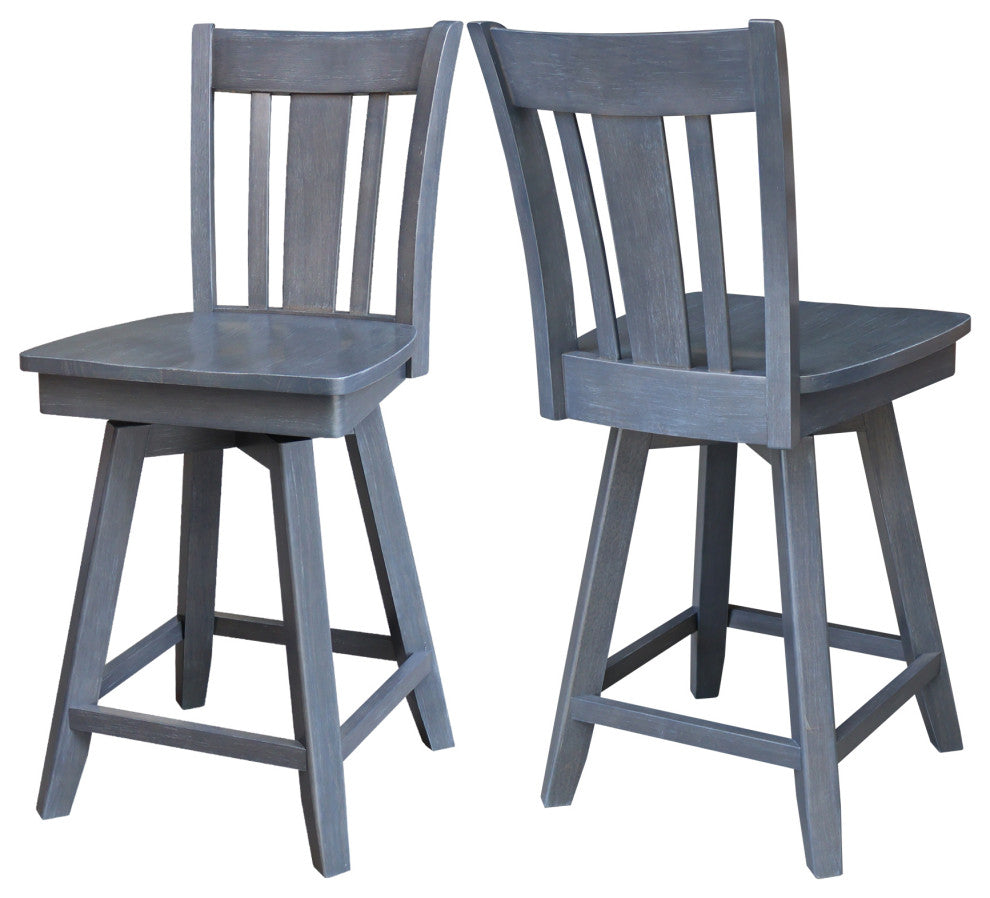 San Remo Counter Height Stool with 24 in. H Swivel Seat in Heather Gray