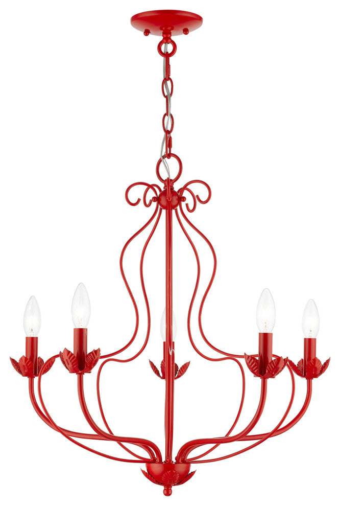 Livex Lighting 5 Light Shiny Red Chandelier
