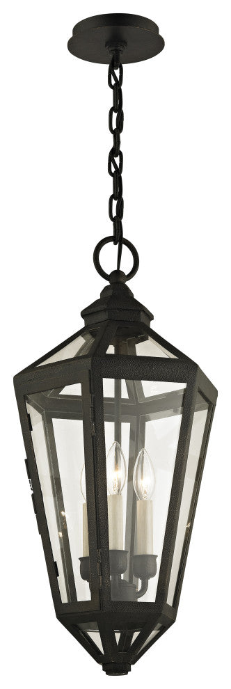 Calabasas 3-Light Outdoor Pendant, Vintage Bronze Finish, Clear Glass