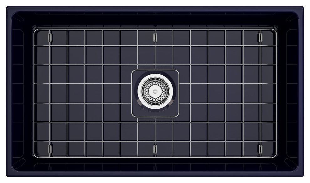 BOCCHI 1353-010-0120 Apron Fireclay 33" Single Kitchen Sink Sapphire Blue