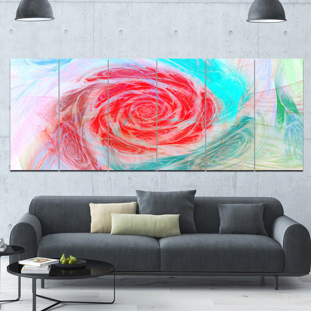 Mysterious Abstract Rose, Floral Canvas Art Print, 70"x28", 6 Panels