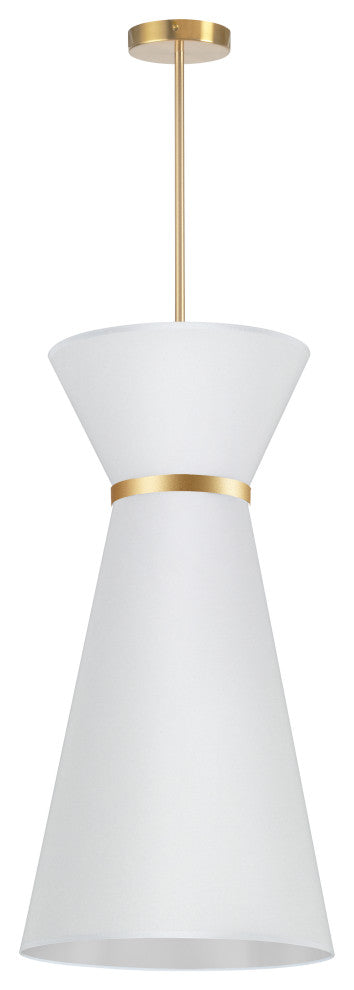 Caterine Transitional 1 Light White Aged Brass Fabric Pendant