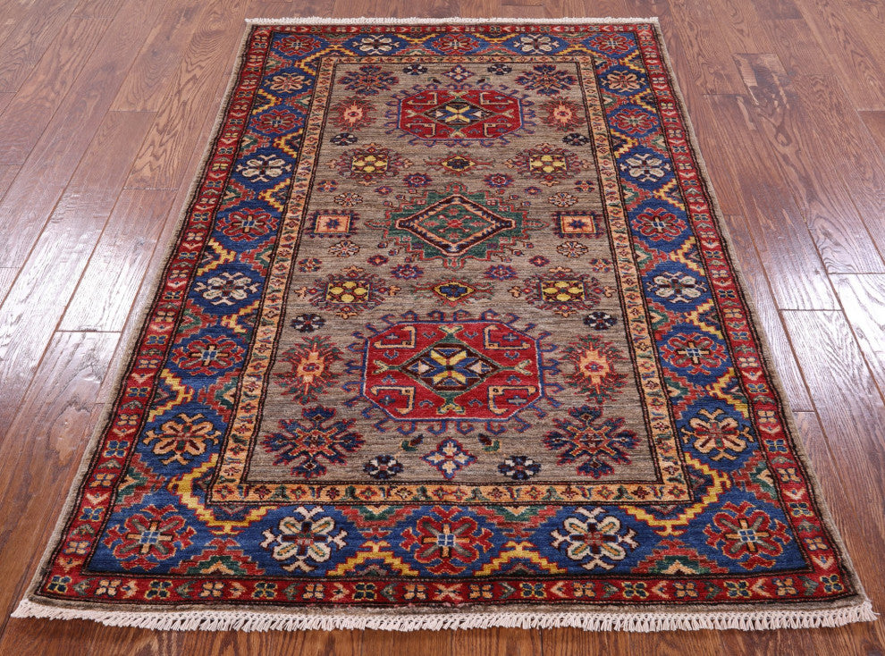 3' 11" X 5' 9" Super Kazak Handmade Wool Rug Q7803