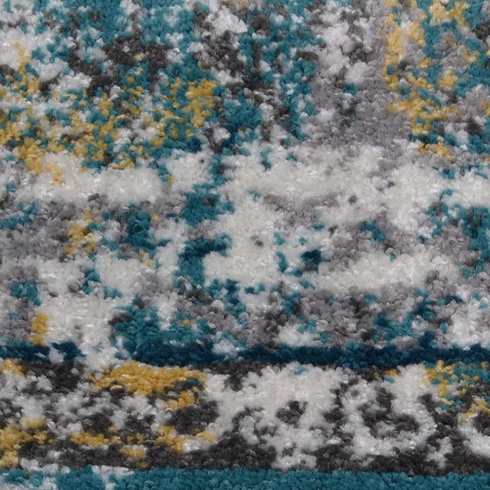 MACHINE MADE HEATSET POLYPROPYLENE AREA RUGS -Silver Color,Oriental Design, [Rectangle] 5'x8'