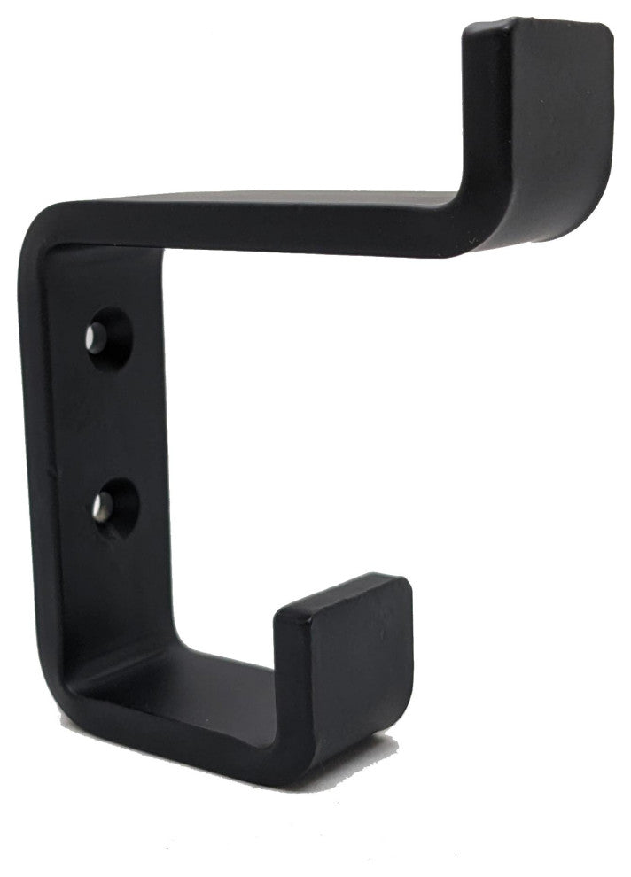 (4) Double Coat Hook C Black Steel Iron Modern Farmhouse Rustic Industrial