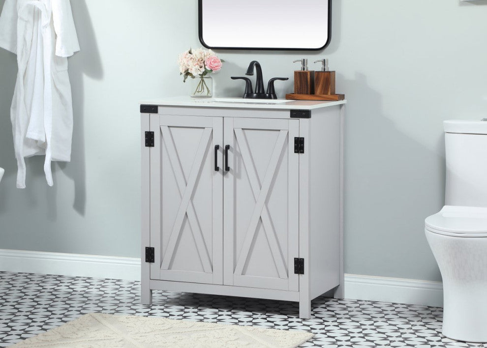 Home Living 19" Farmhouse Grey-Light Bathroom Vanity