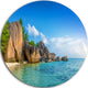 Fantastic Seychelles Seashore, Seascape Round Metal Wall Art, 36"