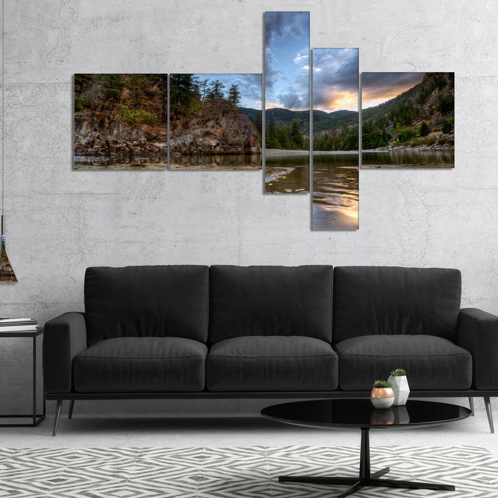 Peaceful Evening at Mountain Creek, Landscape Canvas Print, 60"x32", 5 panels