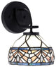 Cavella 1 Light Wall Sconce, Matte Black Finish, 7" Royal Merlot Art Glass