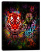 Tiger and Panther with Splashes, Animal Canvas Art Print, 12"x20"