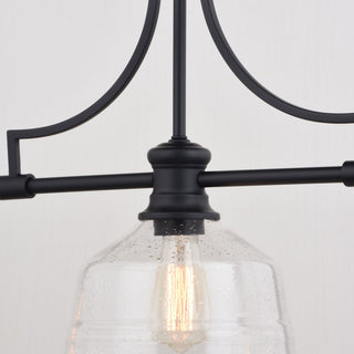 Beloit 3L Black Farmhouse Linear Chandelier Island Pendant Light Fixture