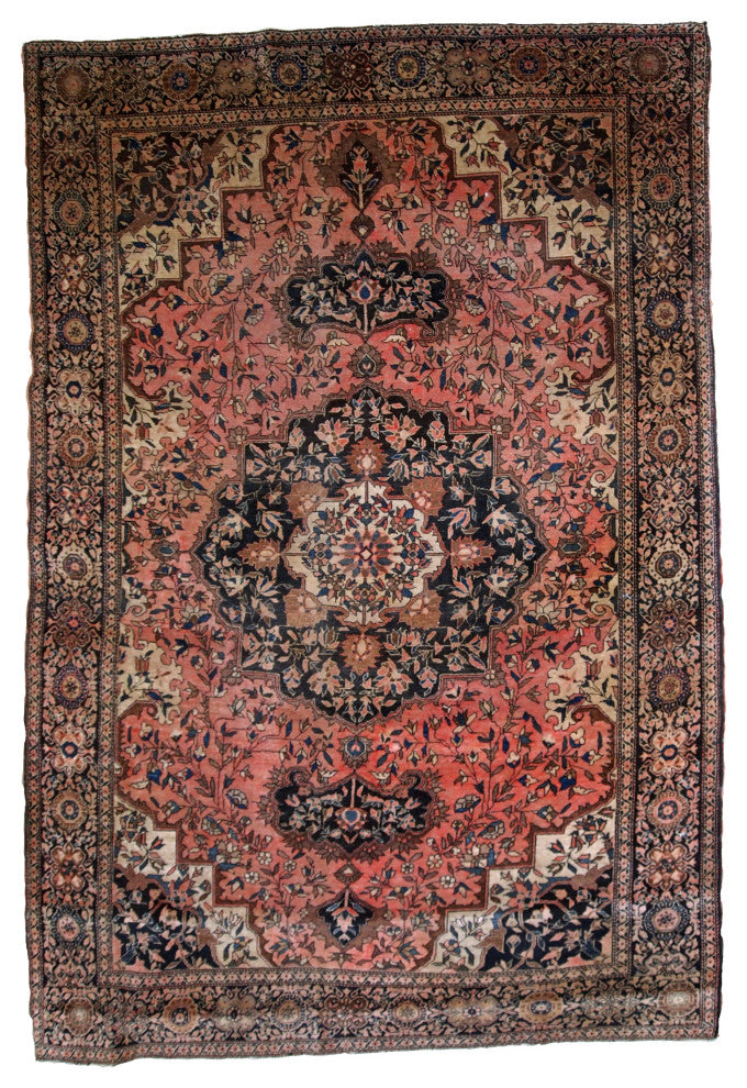 Handmade antique Persian Sarouk Farahan rug 4.1' x 6.3' (125cm x 192cm ) 1880s
