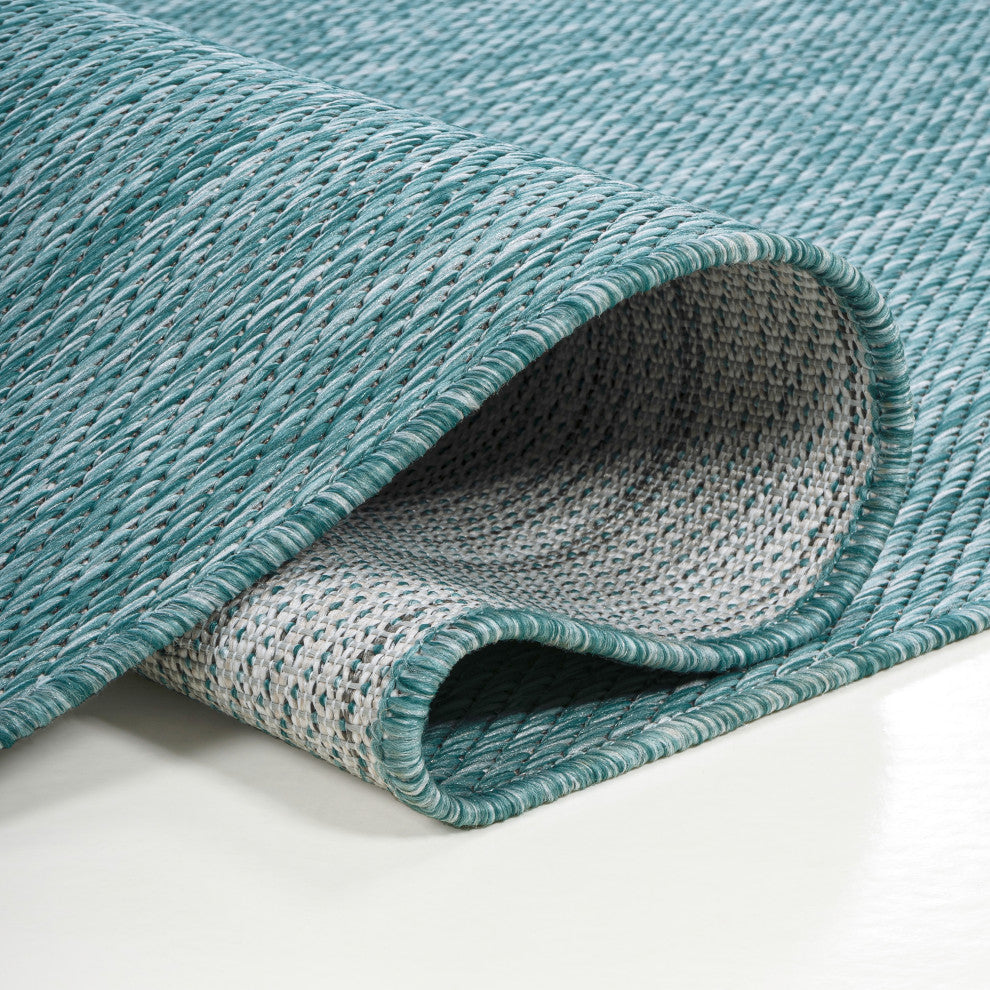 Miles Modern Minimalist Radius Corner Solid Indoor/Outdoor Shaped Area Rug