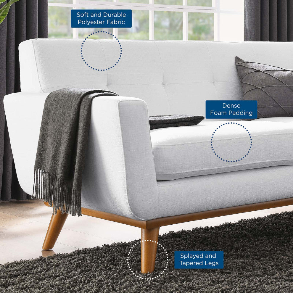 Loveseat Sofa, Fabric, White, Modern, Living Lounge Room Hotel Lobby Hospitality