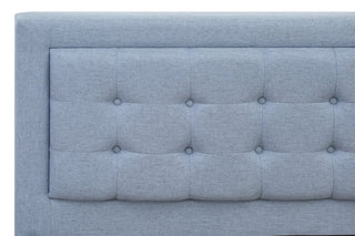 3-Piece Platform Bed Set, 1 Queen Bed Frame, 2 Night Stands Denim Blue Fabric