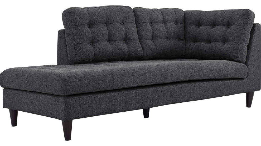 Gray Empress 2 Piece Upholstered Fabric Left Facing Bumper Sectional