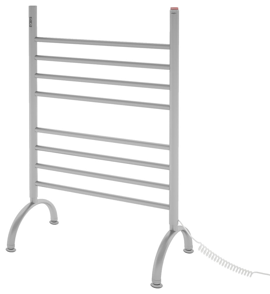 Ancona Essentia 8-Bar Floor Mounted Brushed Towel Warmer With On-Board Timer