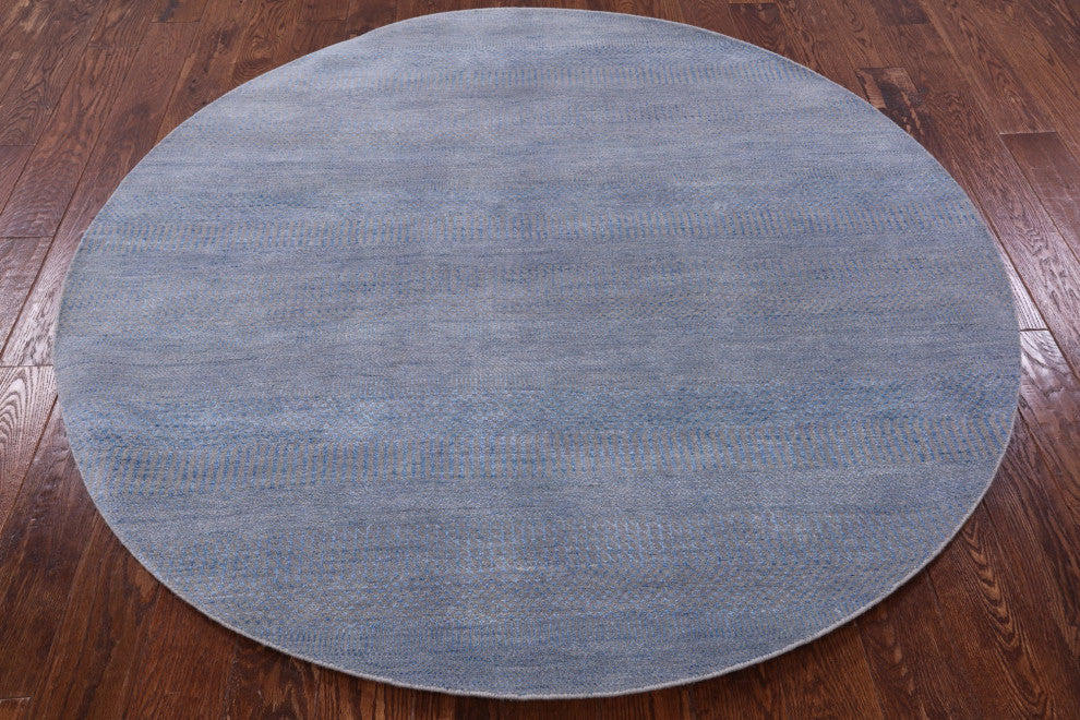 6' Round Wool and Silk Handmade Savannah Grass Rug Q11466