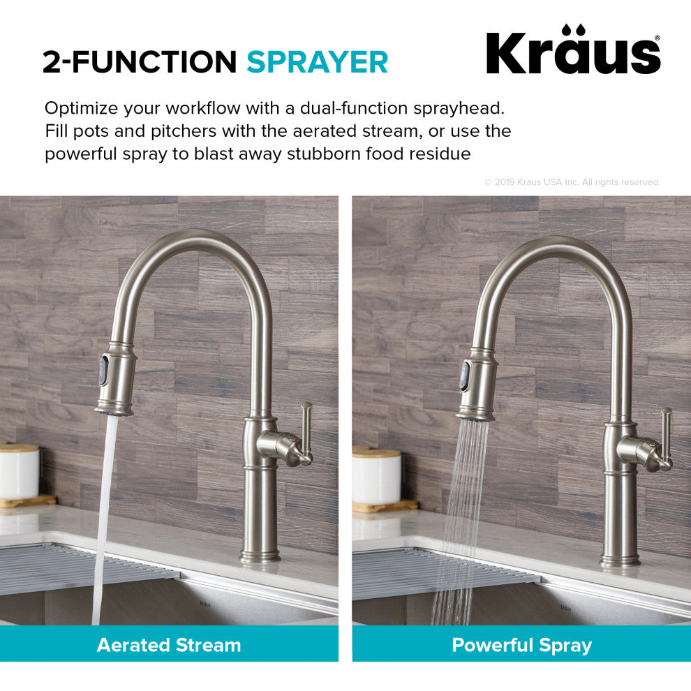 Kraus KPF-1682SFS Traditional Pulldown Kitchen Faucet In Spot Free S. Steel