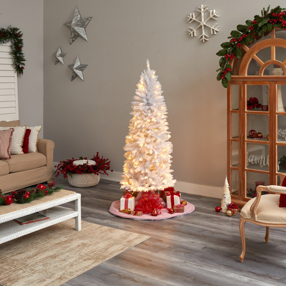 T3360 6 Slim White Artificial Christmas Tree With 250 Warm White LED Lights