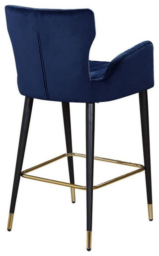 Pemberly Row Modern / Contemporary 28"H Velvet Counter Stool in Navy (Set of 2)