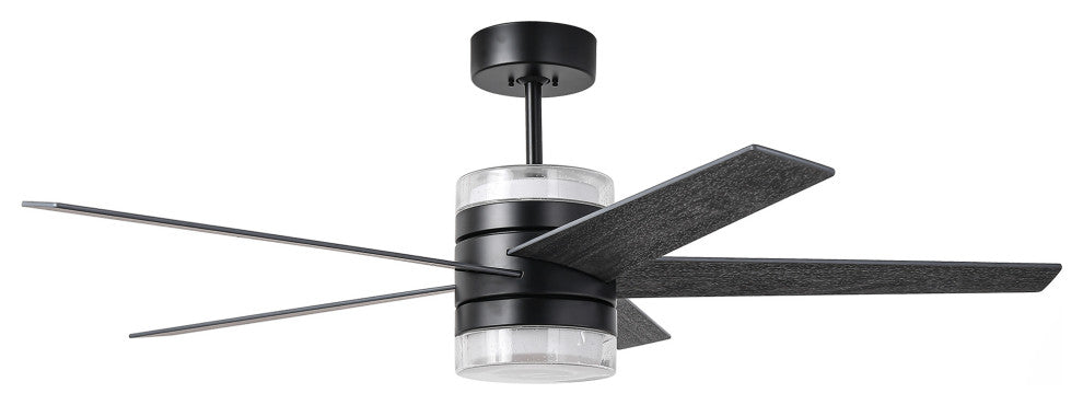 52-inch Black Modern Ceiling Fans with Lights and Wall Control