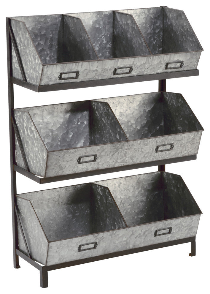 Industrial Metal Bin Display Organizer