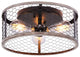 3 Light Rust Ceiling Light Fixture, Industrial Cage, Semi Flush Mount