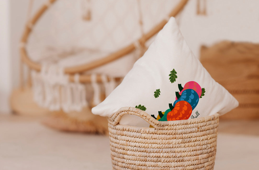 Happy Fall Pumpkins Accent Pillow With Removable Insert, Harvest Orange, 20"x20"