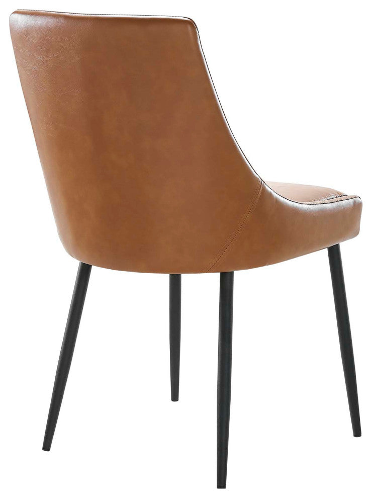 Viscount Vegan Leather Dining Chairs Set of 2 Black Tan