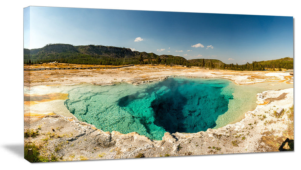 "Yellow Stone Pool Panorama" Landscape Print Wall Artwork, 32"x16"