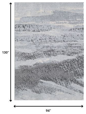 8"x11" Blue Gray Abstract Mist Modern Area Rug