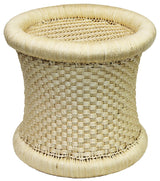 Natural Geo Decorative Handwoven Beige Accent Stool