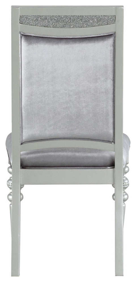 Set of 2 Upholstered Side Chair, Silver/Platinum Finish