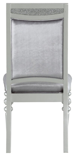 Set of 2 Upholstered Side Chair, Silver/Platinum Finish