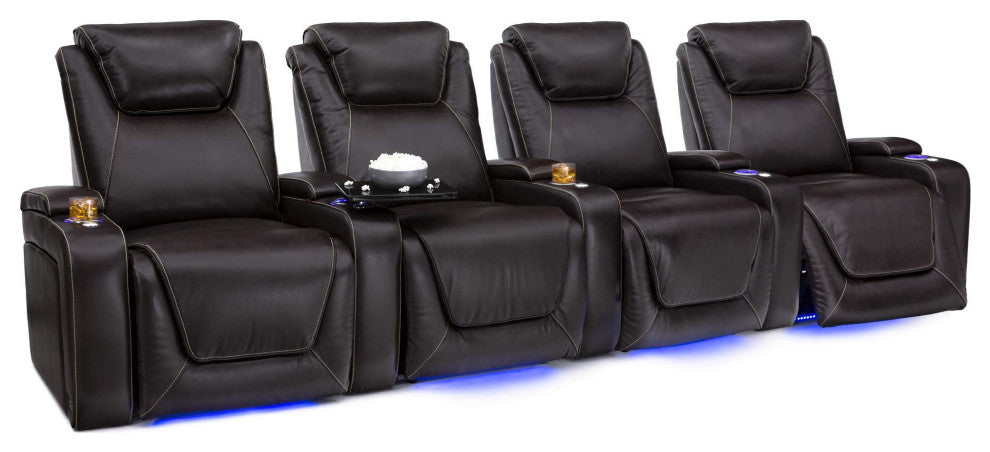 Seatcraft Pantheon Home Theater Seating, Brown, Row of 4
