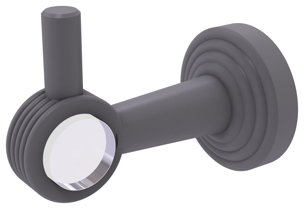 Pacific Beach Robe Hook with Groovy Accents, Matte Gray