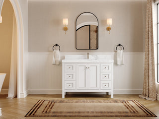 Nashville 48" Single Sink Bath Vanity, White 2" Calacatta Nuvo