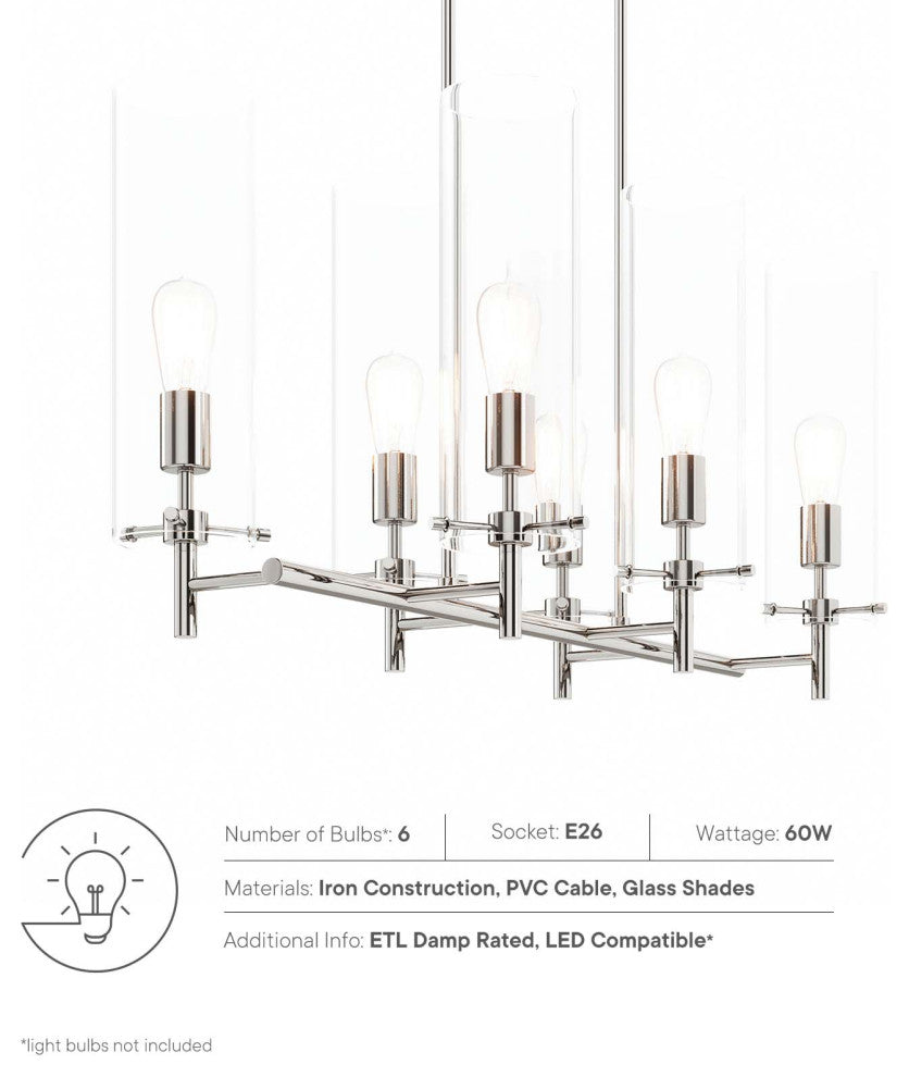 Skylark 6-Light Chandelier, Clear Polished Nickel