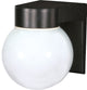 1 Light 8" Utility, Wall Mount White Glass Globe